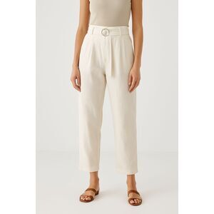 & Other Stories Cream High Waist Belted Trousers Women’s 2 Pleated Pants